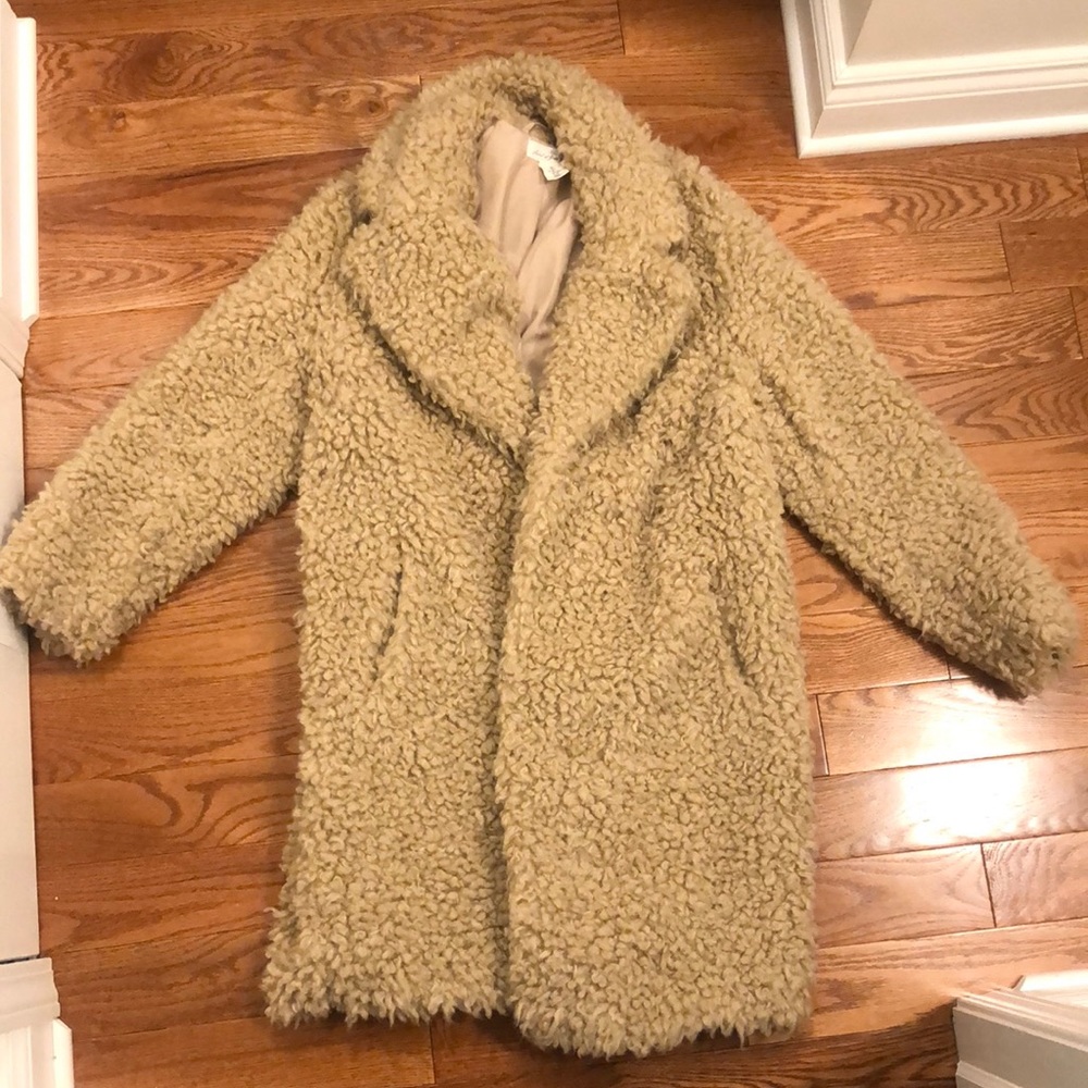 H&M teddy jacket coat sz S